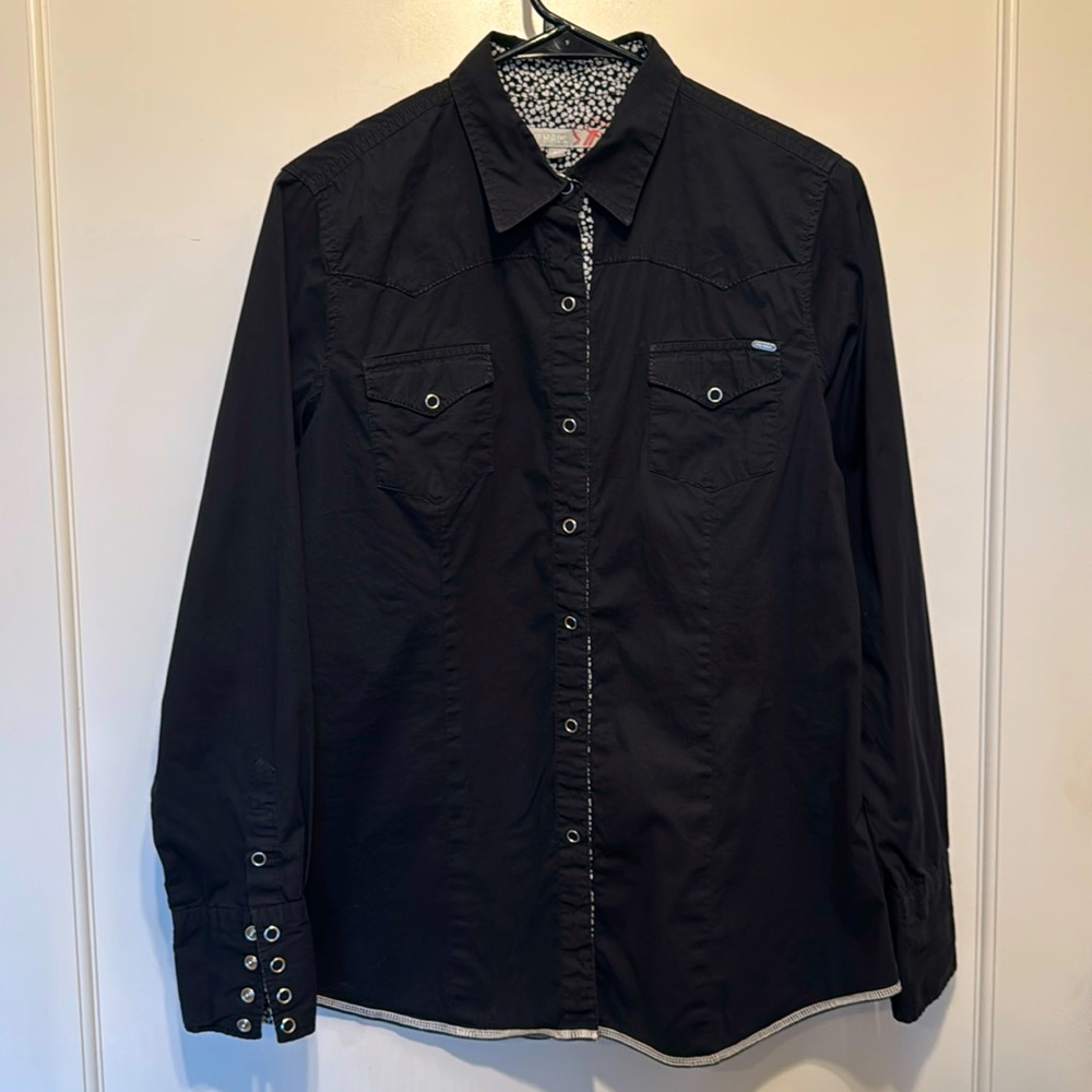 Tin Haul Black Western Snap buttons Size M Gender Neutral Western Style